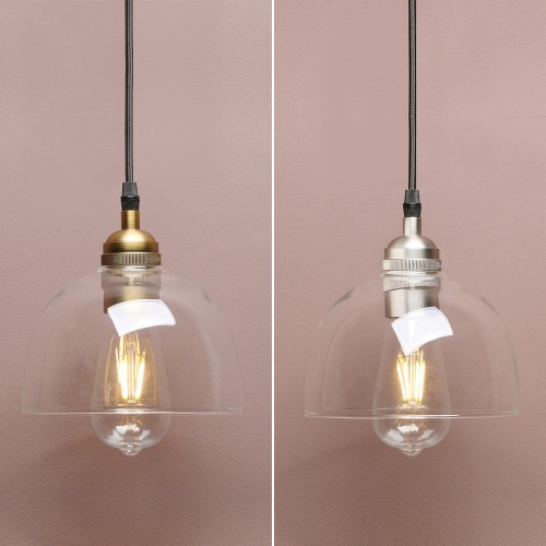 6.9" VINTAGE INDUSTRIAL CLEAR GLASS BOWL LAMP SHADE CEILING PENDANT LIGHT