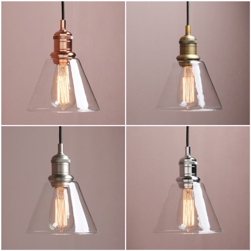 7.3"Retro Industrial Ceiling Pendant Light Loft Lamp Funnel Glass Shade Bathroom